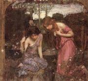 John William Waterhouse Study for Nymphs finding the Head of Orpheus oil on canvas